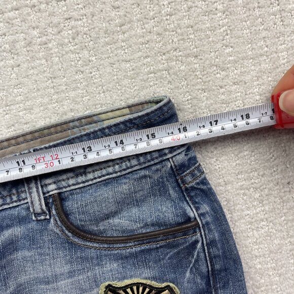 Y2K 2000's Guess Jeans Mini Skirt Size 30 Goth Emo Studded Punk Grunge Denim - Picture 7 of 13